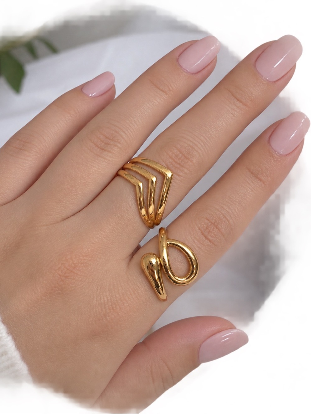 Gold Sculpted Statement Rings - Women Jewelry
